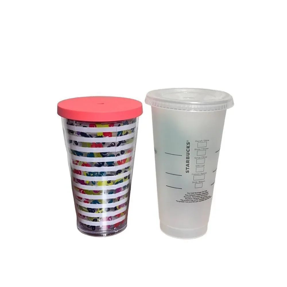Starbucks Floral Stripe and Mermaid Travel Mug Tumbler Lot